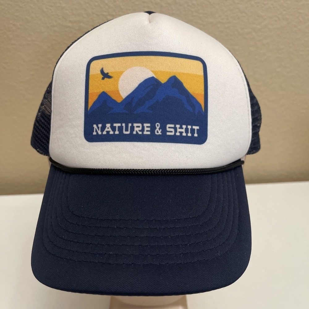 Headline "Nature & ?#!@" Adjustable Trucker Hat Landscape Design One Size